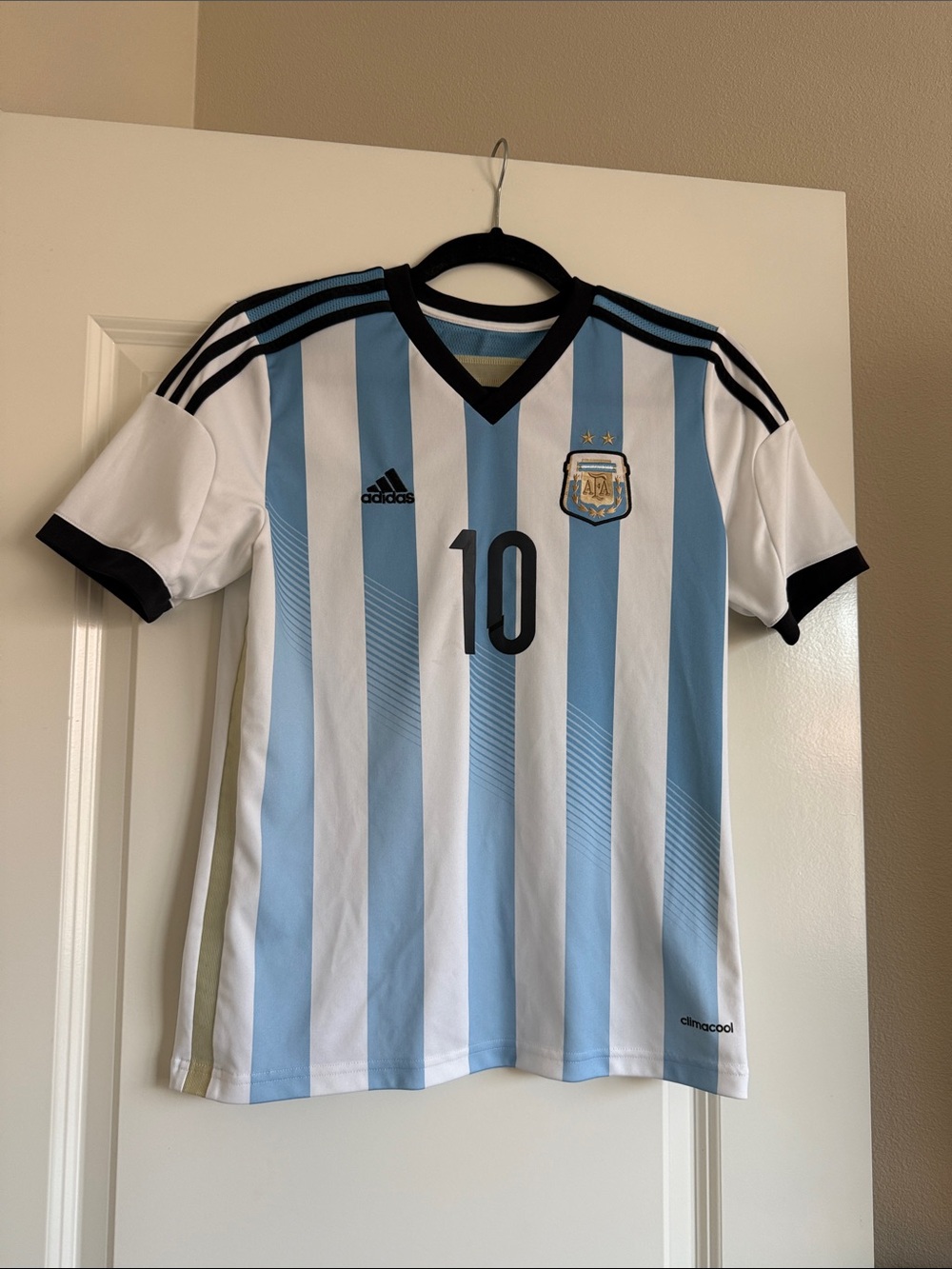 adidas Argentina Stripe Soccer Jersey - Light Blue & White